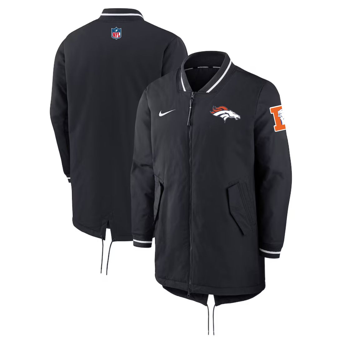 Men 2026 NFL Denver Broncos black Extended Cotton Jacket style 01-0